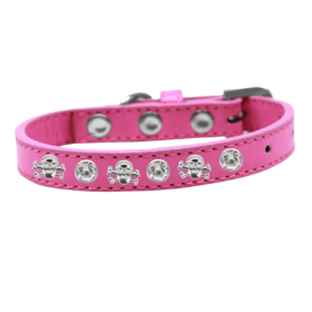 Skull Studded Collar (Sie: 10", Color: Pink)