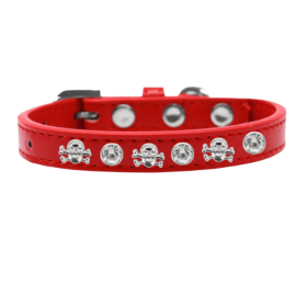 Skull Studded Collar (Sie: 10", Color: Red)