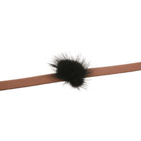 Suede Pom Pom Necklace (Sie: Small, Color: Tan)