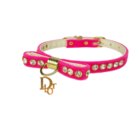 Velvet Dior Charm Collar (Sie: 10", Color: Pink)