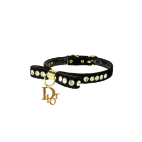 Velvet Dior Charm Collar (Sie: 10", Color: Black)