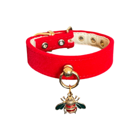 Bee Mine Dog Collar (Sie: 10", Color: Red)