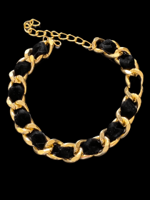 Gold Chain Velvet Collar (Sie: X Small, Color: Black)