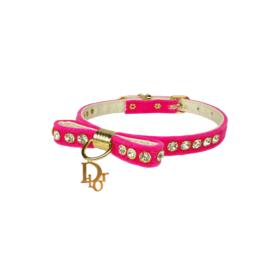 Dior-able Velvet Bow Dog Collar (Sie: 10")