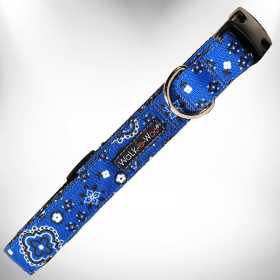 Bandana Dog Collars (Sie: L 1" width fits 14-25" neck, Color: Blue)