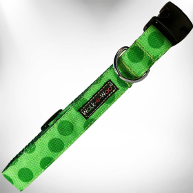 Polka Dot Dog - Monotone Collars (Sie: L 1" width fits 14-25" neck, Color: Green)