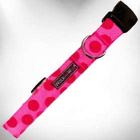 Polka Dot Dog - Monotone Collars (Sie: L 1" width fits 14-25" neck, Color: Pink)