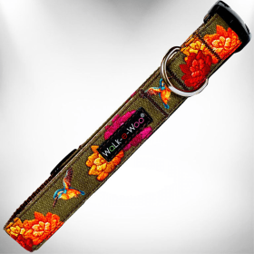 Nature-Lover Collars Walk-e-Woo's (Sie: L 1" width fits 14-25" neck, Color: Hummingbird Flowers)