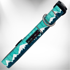 Mountain Dog Collars-Walk-e-Woo's (Sie: L 1" width fits 14-25" neck, Color: Wintergreen Snowcap Mtn)