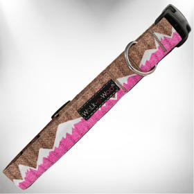 Mountain Dog Collars-Walk-e-Woo's (Sie: L 1" width fits 14-25" neck, Color: Pink Snowcap Mtn)