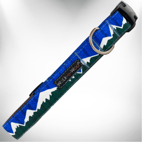 Mountain Dog Collars-Walk-e-Woo's (Sie: L 1" width fits 14-25" neck, Color: Bl/Gr Snowcap Mtn)