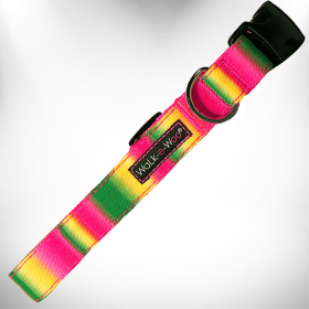 Tie Dye Dog Collars (Sie: L 1" width fits 14-25" neck, Color: Pink/Green)