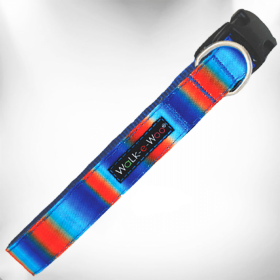 Tie Dye Dog Collars (Sie: L 1" width fits 14-25" neck, Color: Blue/Orange)