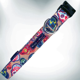 Tattoo Dog Collars (Sie: L 1" width fits 14-25" neck, Color: Day of the Dead)