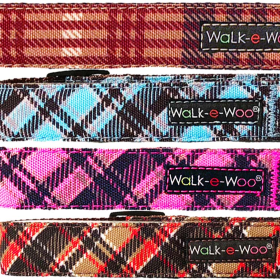 Plaid Dog Collars (Sie: XS 5/8" width fits 8-12" neck, Color: Hot Pink)