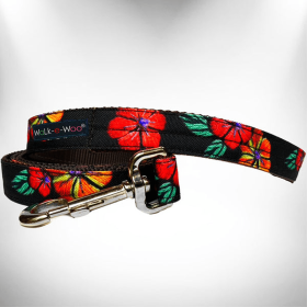 Nature-Lover Leads (Sie: REGULAR Lead 1" width- 5' length, Color: Flowers on Black)