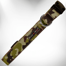 Camo Dog Collars (Sie: M 1" width fits 12-18" neck, Color: Brown Camo)