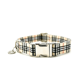 Adjustable Collar (Sie: Small, Color: Beige Plaid)