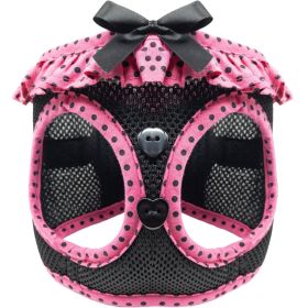 American River Choke Free Dog Harness – Comfortable & Secure Fit (Color: Hot Pink and Black Polka Dot Ruffle, Size: XX-Small)