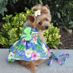 Blue Lagoon Hawaiian Hibiscus Dog Dress – Tropical Pet Apparel (Size: X-Small)