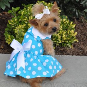 Blue Polka Dot Dog Dress – Cute & Stylish Pet Apparel (Size: Small)