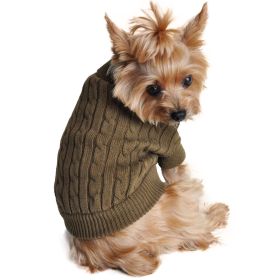 Dog Cable Knit Cotton Sweater – Herb Green (Size: XX-Small)