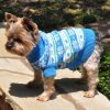 Dog Cable Knit Cotton Sweater – Snowflakes & Hearts Blue