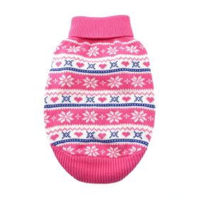 Dog Cable Knit Sweater (100% Cotton, Snowflakes & Hearts Pink) (Size: XX-Small)