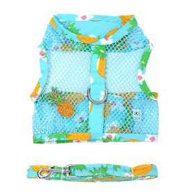 Cool Mesh Dog Harness with Leash – Lightweight & Breathable (Color: Pineapple Luau, Size: X-Small)