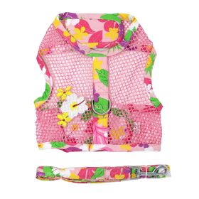 Cool Mesh Dog Harness with Leash – Lightweight & Breathable (Color: Pink Hawaiian Floral, Size: X-Small)