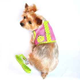 Cool Mesh Dog Harness – Under the Sea Collection (Color: Frog Green Dot and Pink, Size: X-Small)