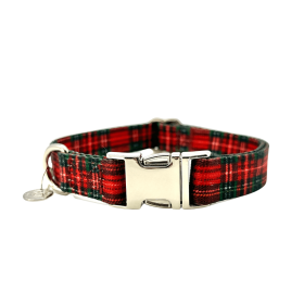 Adjustable Collar - Quick Release Metal Alloy (Red Plaid) (Color: Red Plaid, Size: Large)