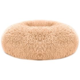 Pet Dog Bed Soft Warm Fleece Puppy Cat Bed Dog Cozy Nest Sofa Bed Cushion (Color: Brown, Size: L)