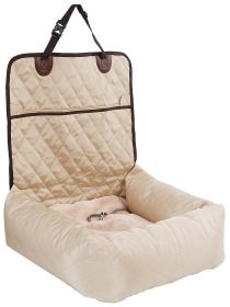 Pet Life "Pawtrol" Travel Carseat & Pet Bed – Dual Converting Safety Design (Color: Beige)