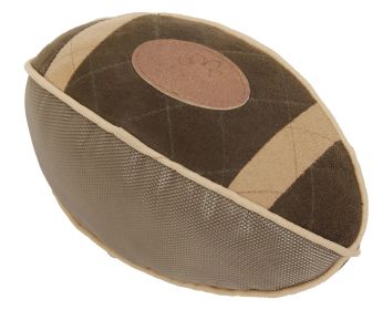 Pet Life "Pugskin" Durable Squeaky Football Dog Toy – Oxford Nylon & Mesh Plush (Color: Olive Green)