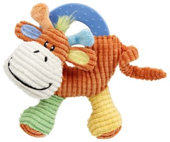 Pet Life "Moo-cifier" Puppy Toy – Plush Squeaking & Rubber Teething (Color: Orange / Green / Yellow)