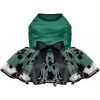 Green and Black Satin Dog Dress – Elegant Pet Outfit for Special Occasions