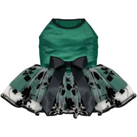 Green and Black Satin Dog Dress – Elegant Pet Outfit for Special Occasions (Size: XLarge)