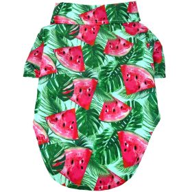 Hawaiian Camp Shirt – Tropical Pet Apparel (Color: Juicy Watermelon, Size: Large)