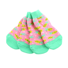 Non-Skid Dog Socks – Anti-Slip Pet Socks for Indoor Safety (Color: Pineapple, Size: X-Large)