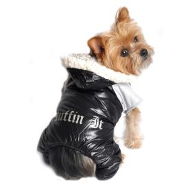 Black & Grey Ruffin It Dog Snow Suit Harness – Warm Winter Pet Outfit (Size: Large)