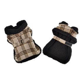 Sherpa-Lined Dog Harness Coat – Warm & Cozy Pet Jacket (Color: Brown & White Plaid, Size: XX-Large)