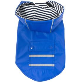 Slicker Raincoat – Waterproof with Striped Lining (Color: Cobalt Blue, Size: 2X-Large)