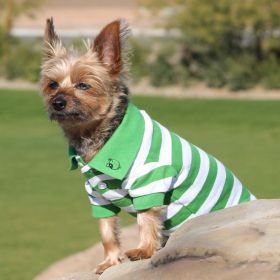 Polos Striped – Stylish Pet Polo Shirt (Color: Greenery & White, Size: 2X-Large)