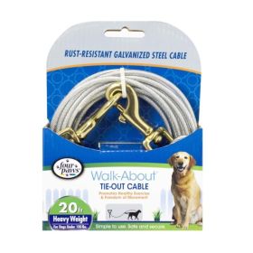 Four Paws Walk-About Tie-Out – Durable & Tangle-Free Outdoor Dog Cable (Option: About TieOut Cable Heavy Weight for Dogs up to 100 lbs  20' Long)