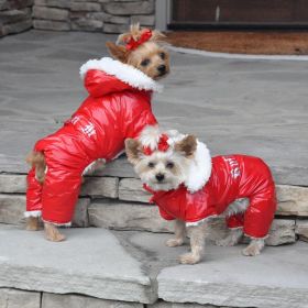 Red Ruffin It Dog Snow Suit Harness (Size: Medium)