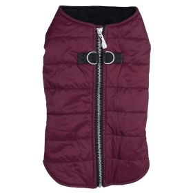 Zip-up Dog Puffer Vest – Warm & Comfortable Pet Jacket (Color: Burgundy, Size: Large)