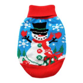 Dog Cable Knit Sweater (100% Cotton, Ugly Snowman Design) (Size: X-Small)