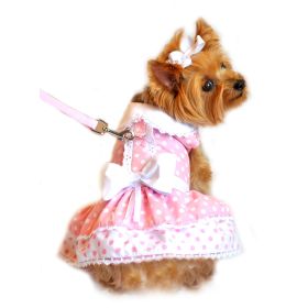 Polka Dot & Lace Dog Dress Set – With Matching Leash (Color: Pink, Size: Small)