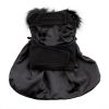 Black Wool Dog Coat Harness – Fur Collar with Matching Leash